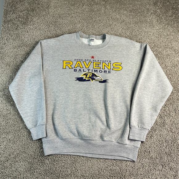 VINTAGE 2000 Baltimore Ravens AFC Playoffs Sweatshirt Mens Large Gray LEE Y2K - Picture 1 of 14